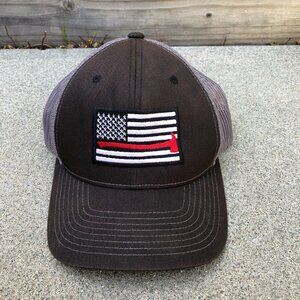 RICHARDSON Firefighter Ax USA Flag Trucker Hat Men's Adjustable One Size Cap